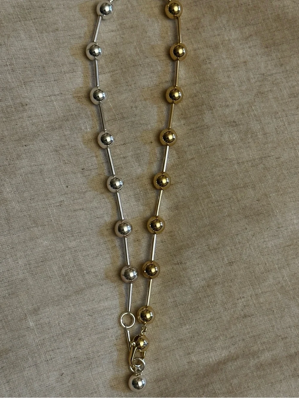 Jenny Bird Two-Tone Bead Link Necklace in Silver & Gold Tones - Picture 2 of 9